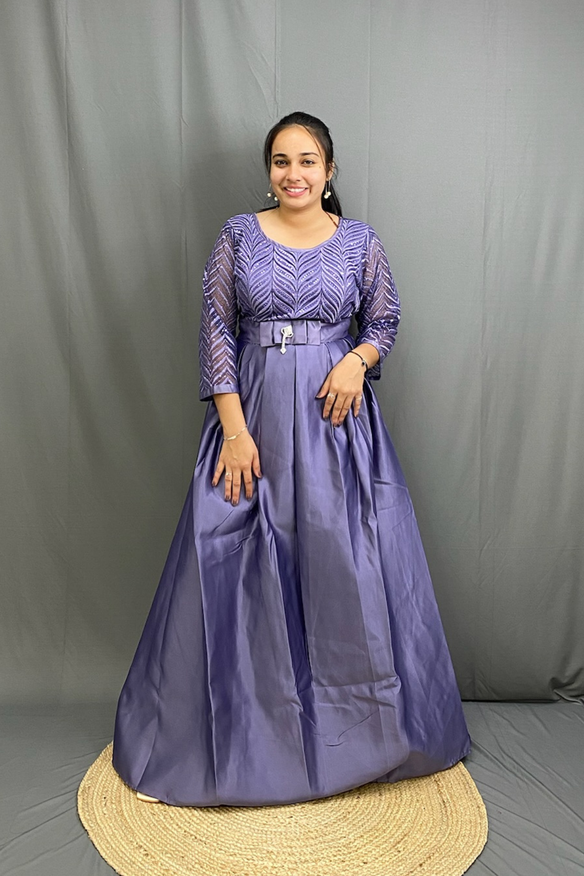 Elegant Heavy Satin Silk Ethnic Gown with Stunning Sequin Work