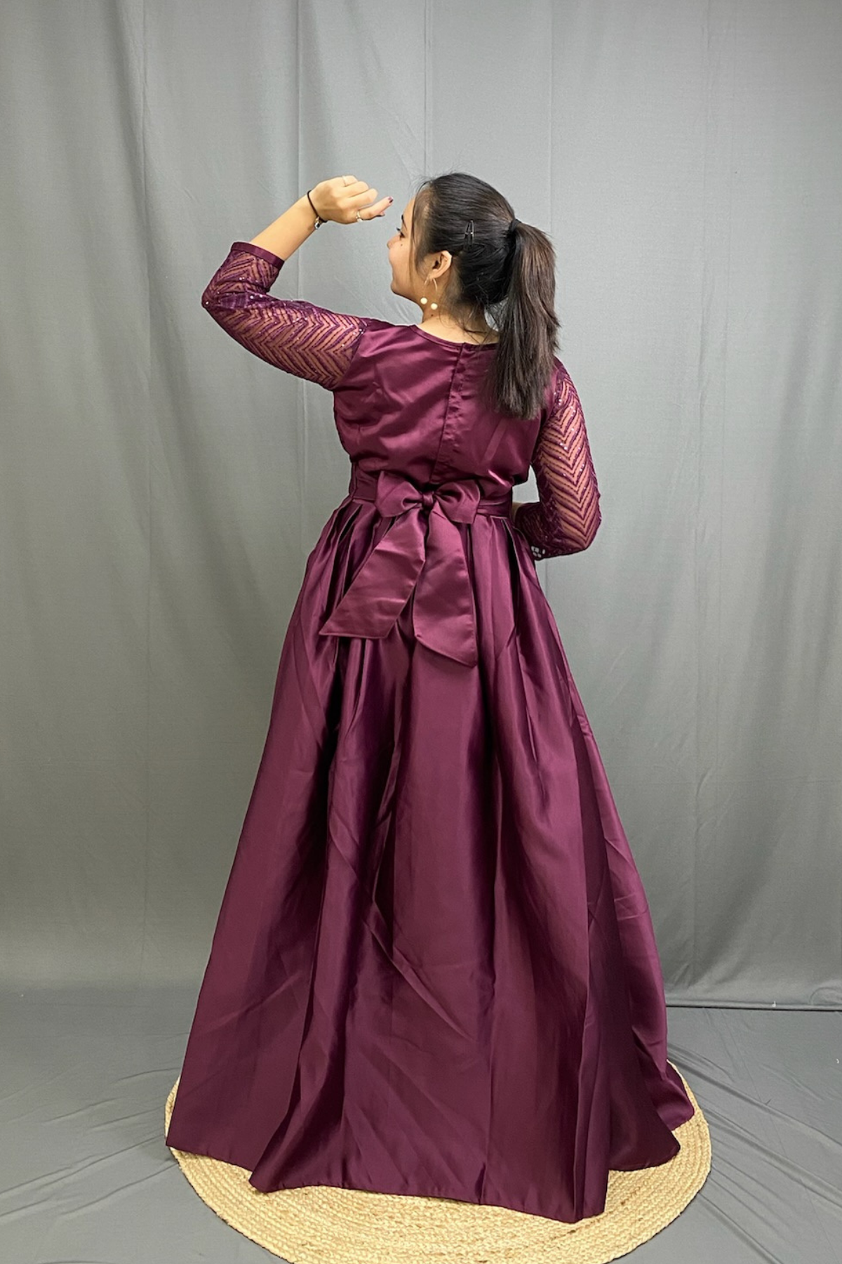 Elegant Heavy Satin Silk Ethnic Gown with Stunning Sequin Work