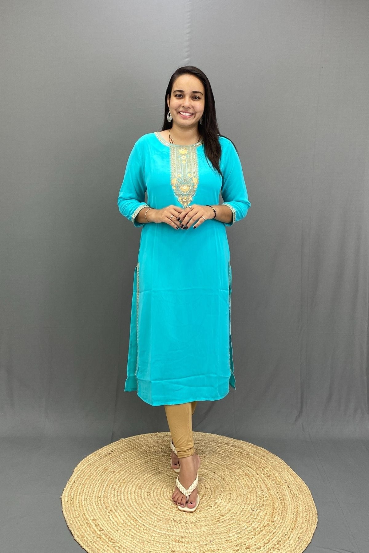 Heavy Rayon Kurti with Golden Embroidery, Elegant Ethnic for Everyday & Festive Styling