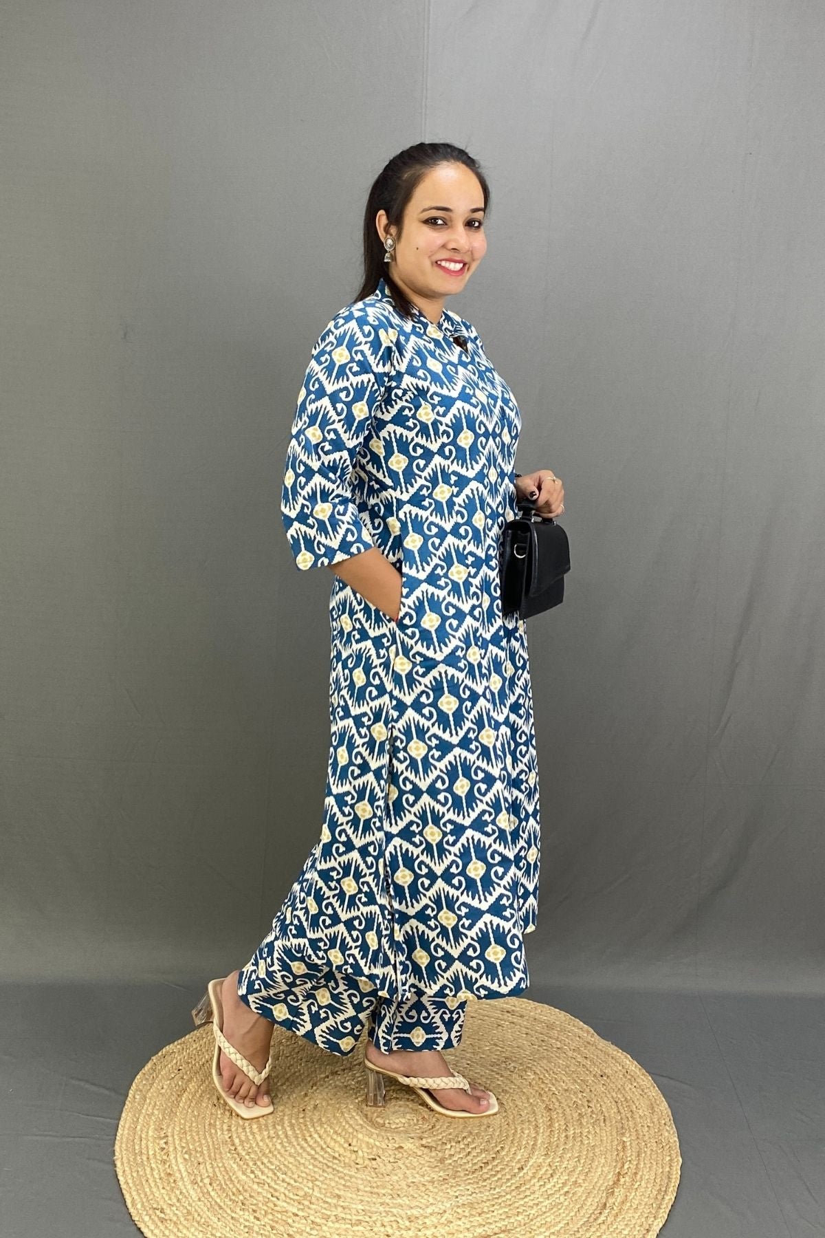 Premium Cotton A-Line Kurti Plazo Comfy Co-ord Set with Pocket