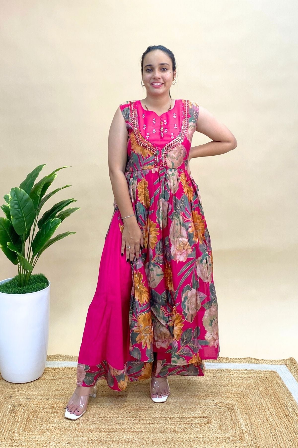 Premium Art Silk Kurti Dupatta Set with Elephant Plazo, Indo-Western for Festive Charm
