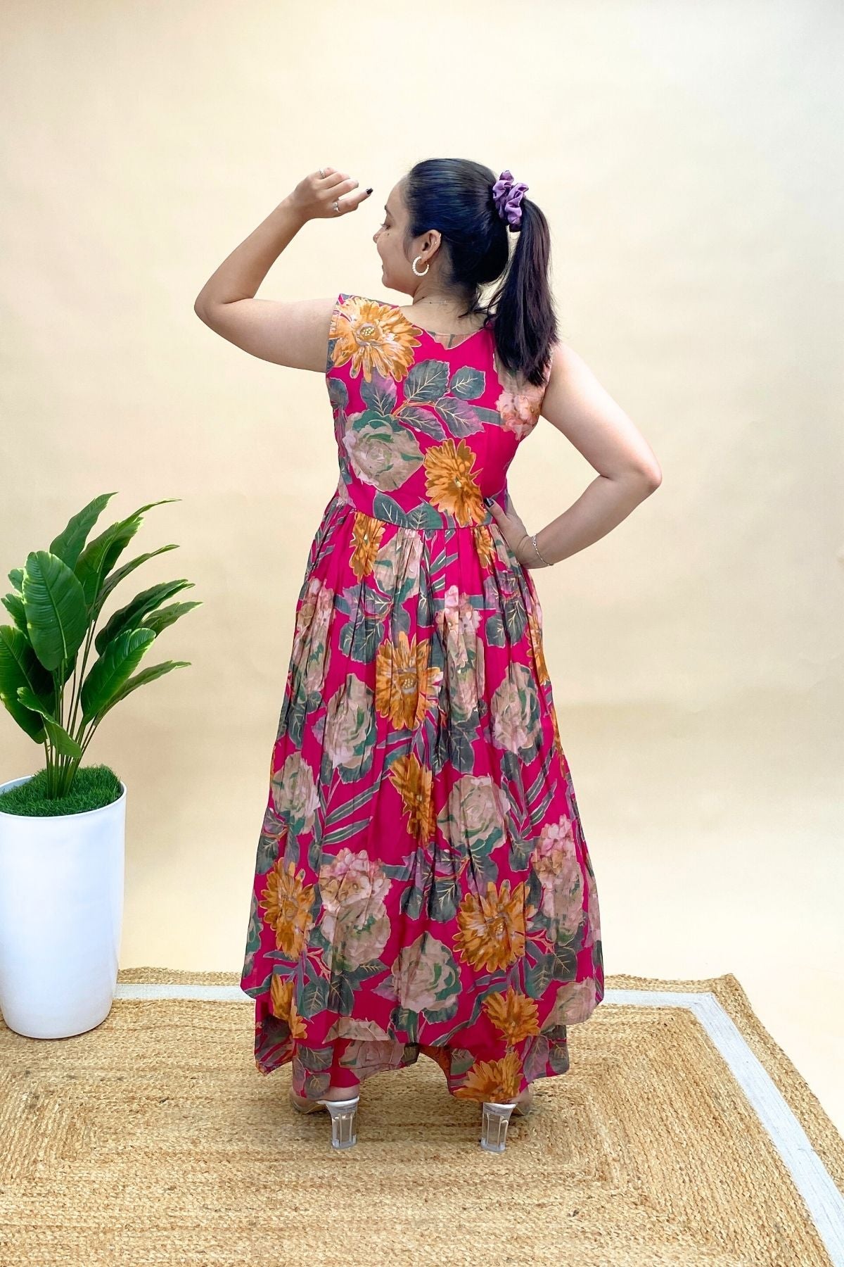Premium Art Silk Kurti Dupatta Set with Elephant Plazo, Indo-Western for Festive Charm