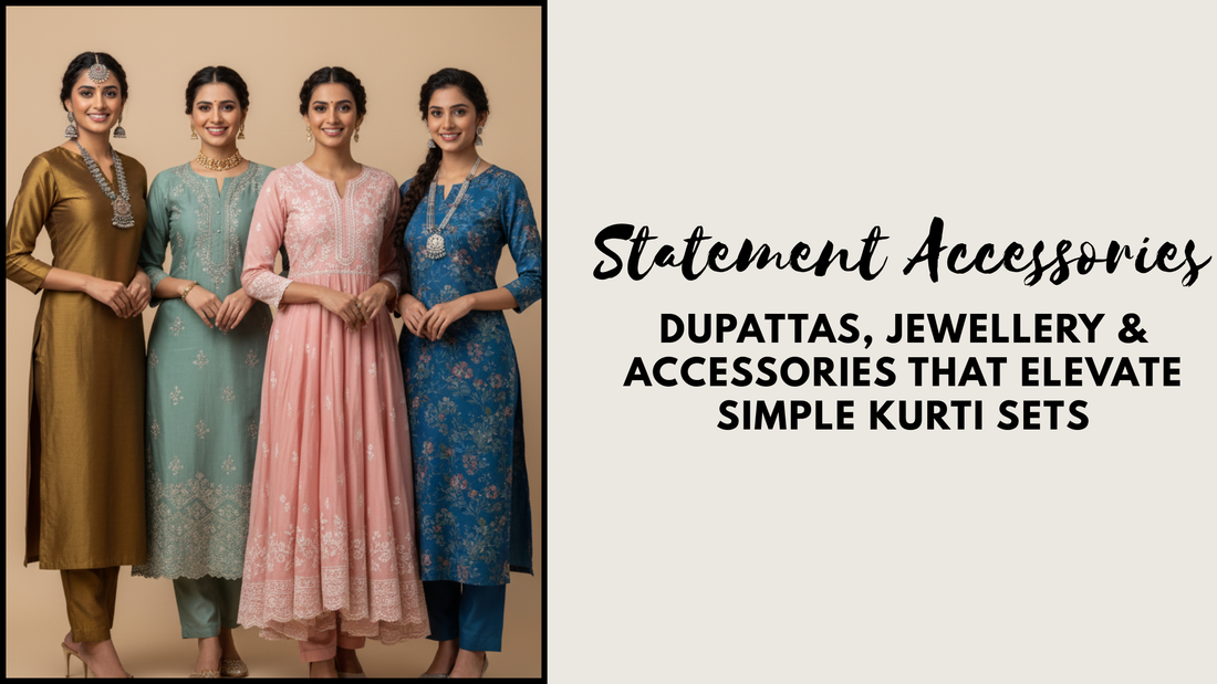 Statement Accessories: “Dupattas, Jewellery & Accessories That Elevate Simple Kurti Sets