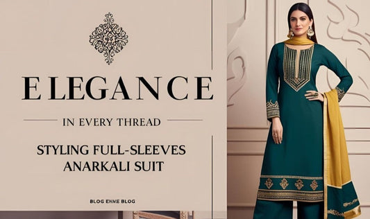 Elegance in Every Thread: Styling Full-Sleeves Anarkali Suits with Floral Designs and Organza Dupattas