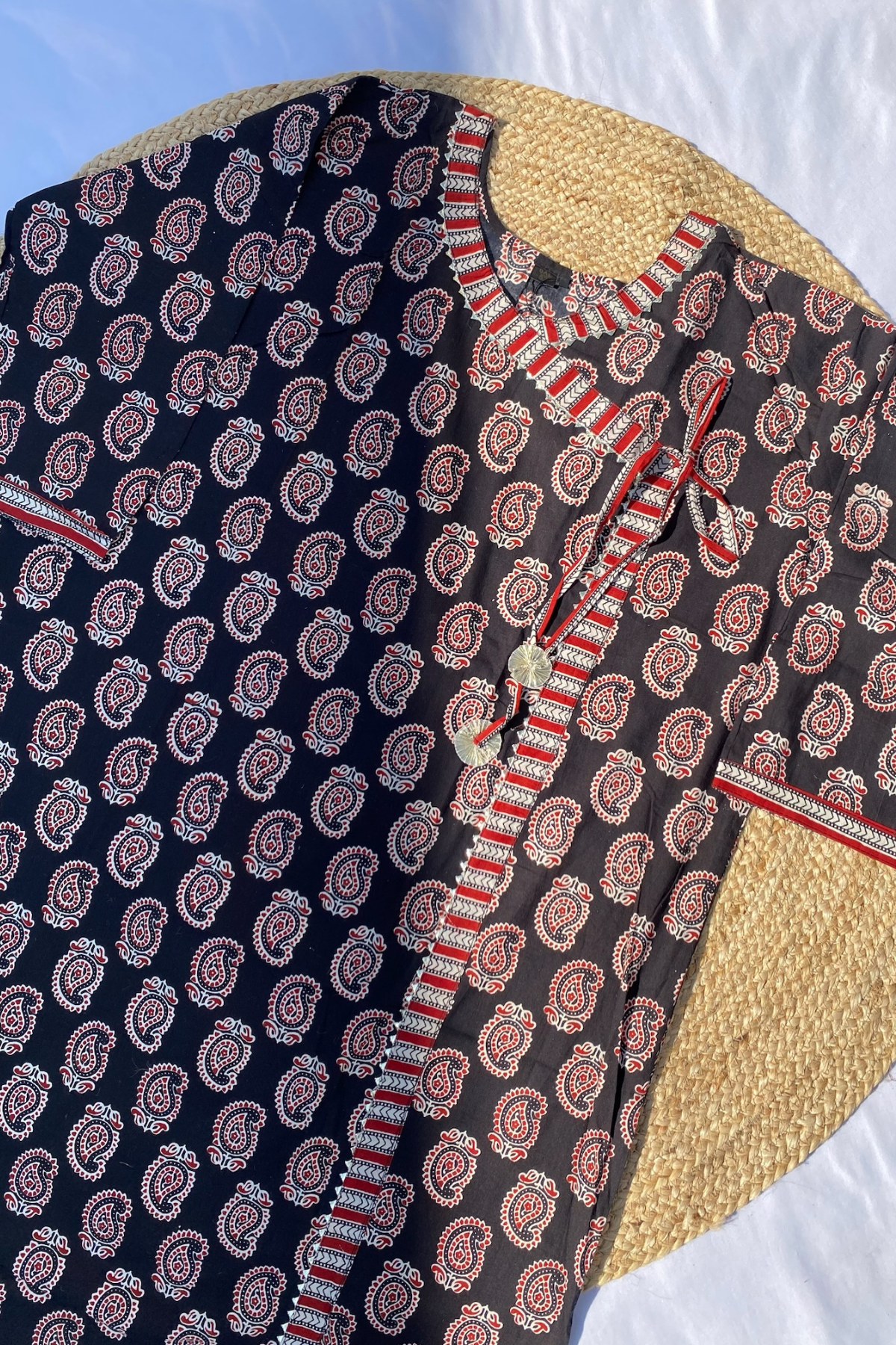 Plus-size cotton suit set with angrakha style and a dupatta