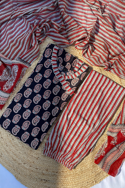 Plus-size cotton suit set with angrakha style and a dupatta