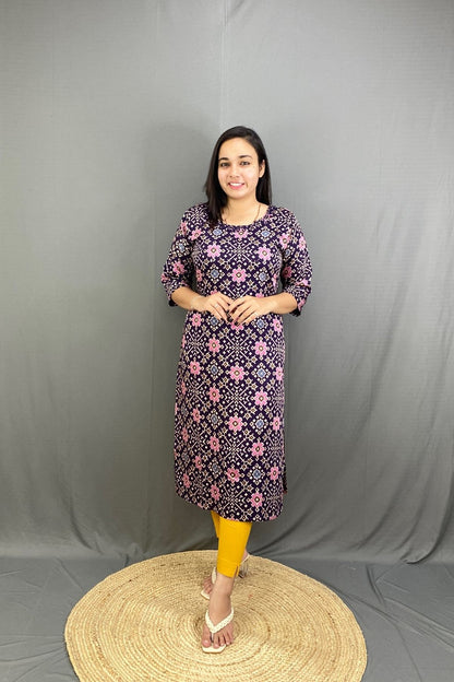 Premium Modal Silk Ajrak Print Side Cut Kurti
