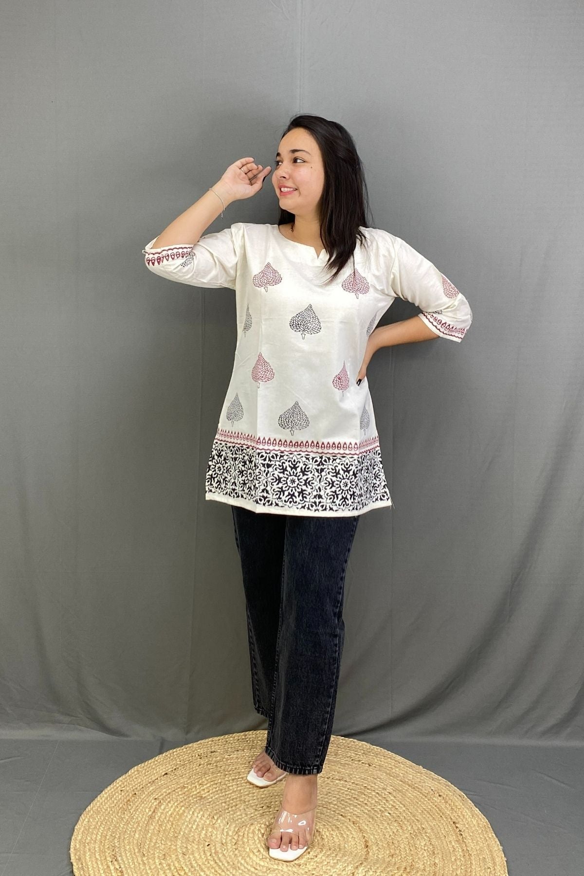 Summer-Ready Pure Cotton Short Kurti in Vibrant Patola Print