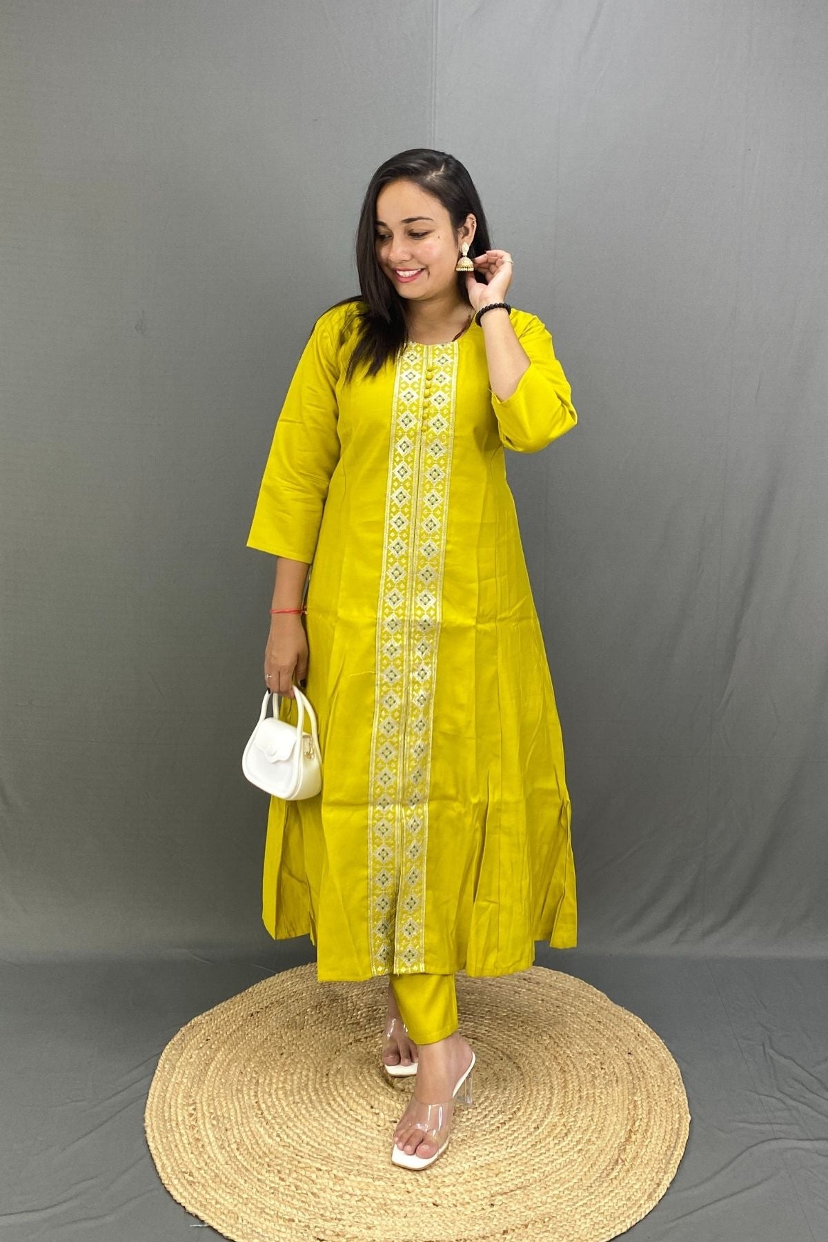 Sherwani-Inspired Premium Silk Kurti Pant Set with Contrast Banarasi Dupatta