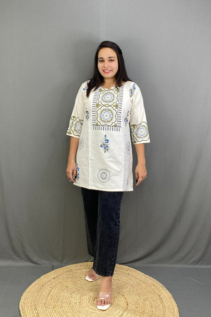 Summer-Ready Pure Cotton Short Kurti in Vibrant Patola Print