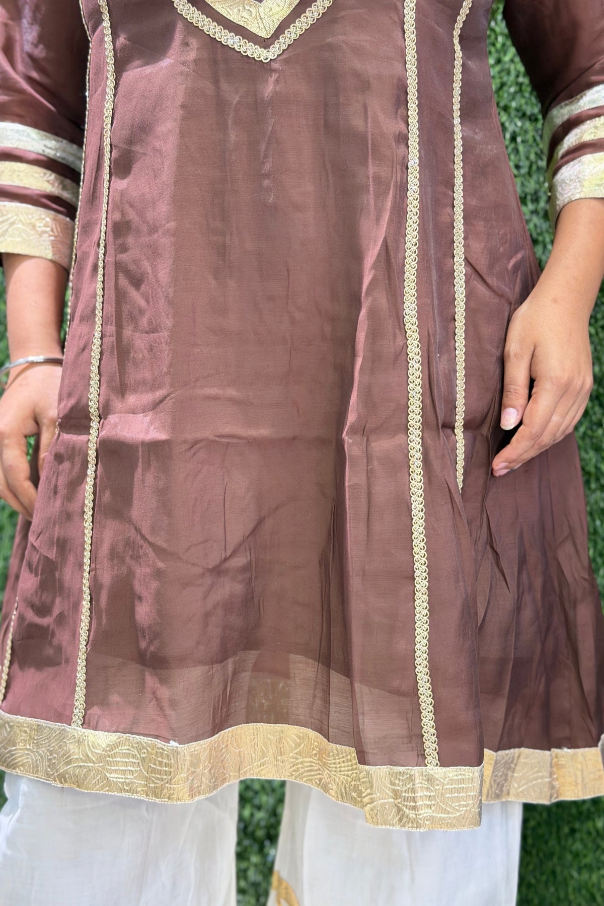 Mul Chanderi Gota Patti Work Tunic Kurta Palazzo Cord Set