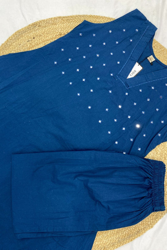 Plus Size A-Line Sleeveless Kurti Palazzo Co-ord Set with All-Over Mirror Work & Extra Sleeves