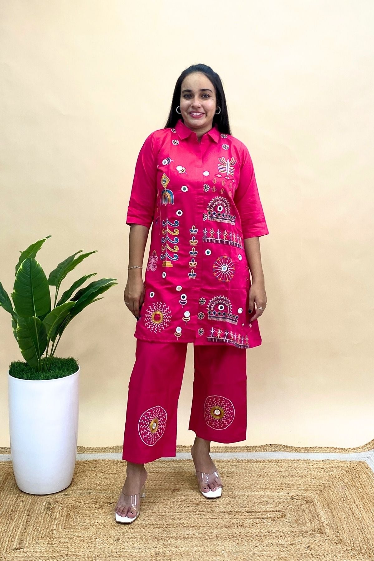 Premium Cotton Embroidered Co-ord Set with Abhla Work – Kurti