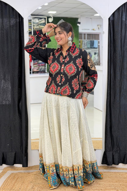 Heavy Rayon Bandhej Print Full-Sleeve Ethnic Fusion Shirt Style Short Kurti