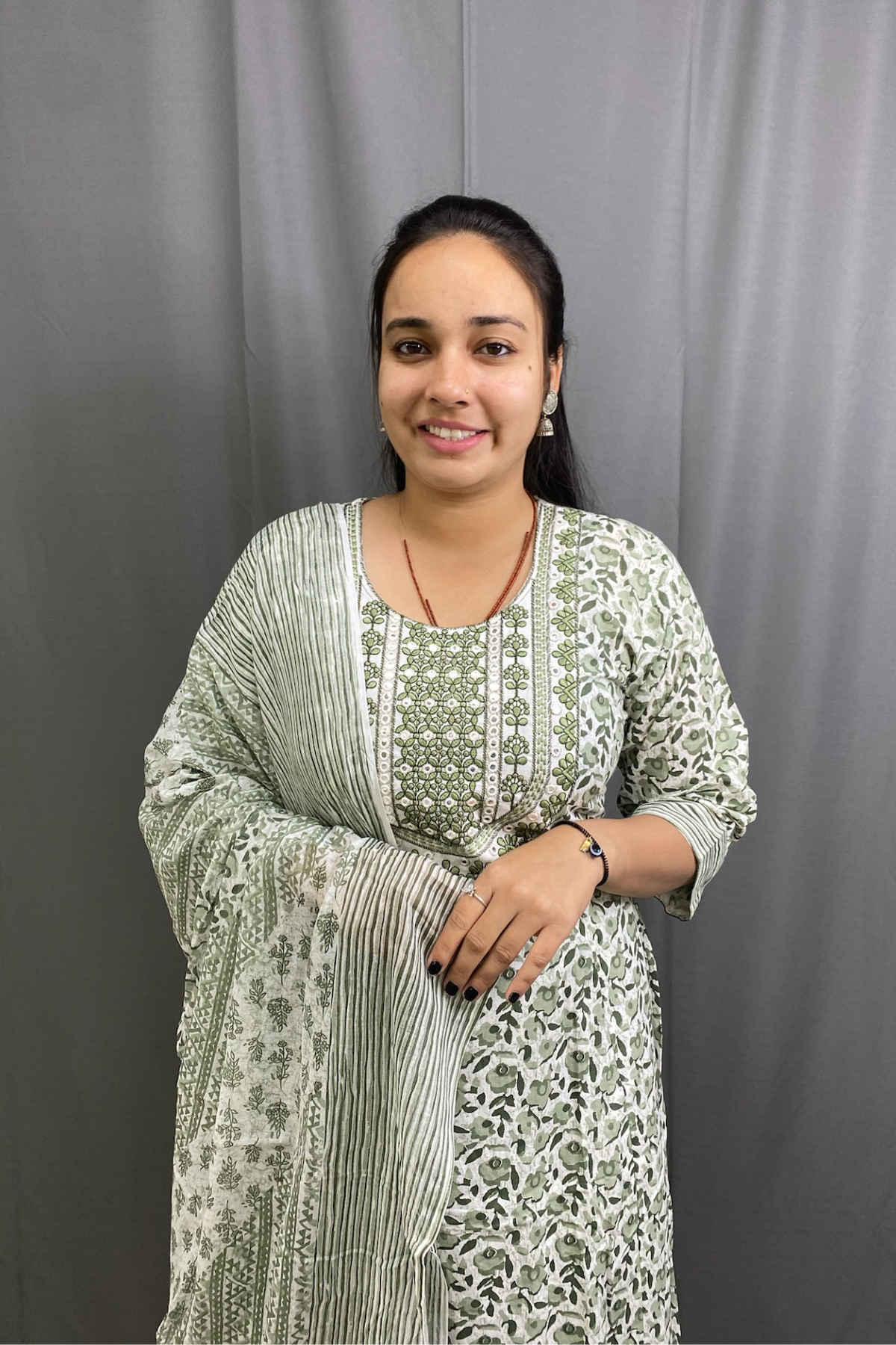 Budget Friendly Pure Cotton Ghera Kurti Pant Dupatta Set