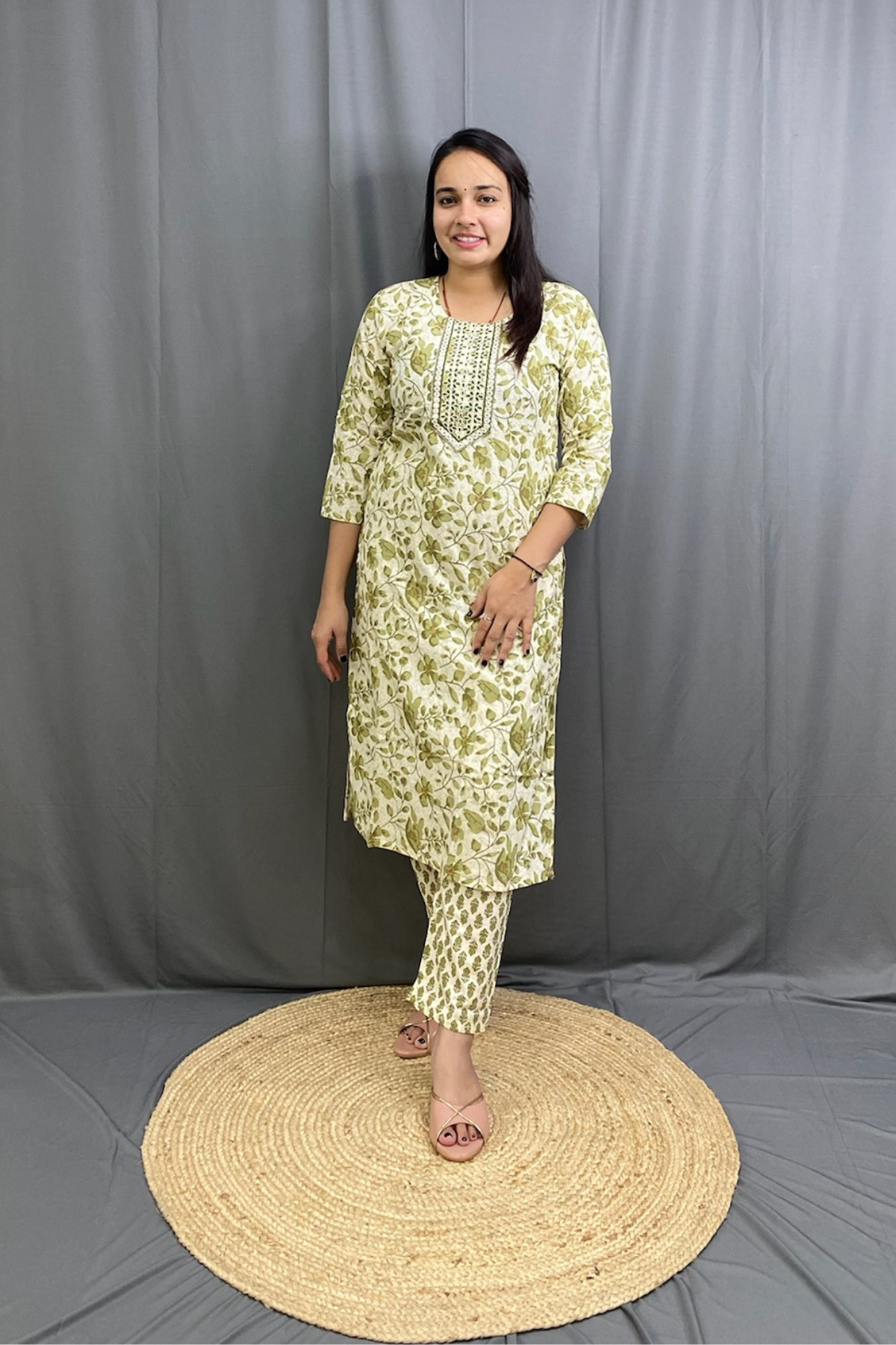 Pocket-Friendly Daily Wear Cotton Kurti Pant Dupatta Set Regular price