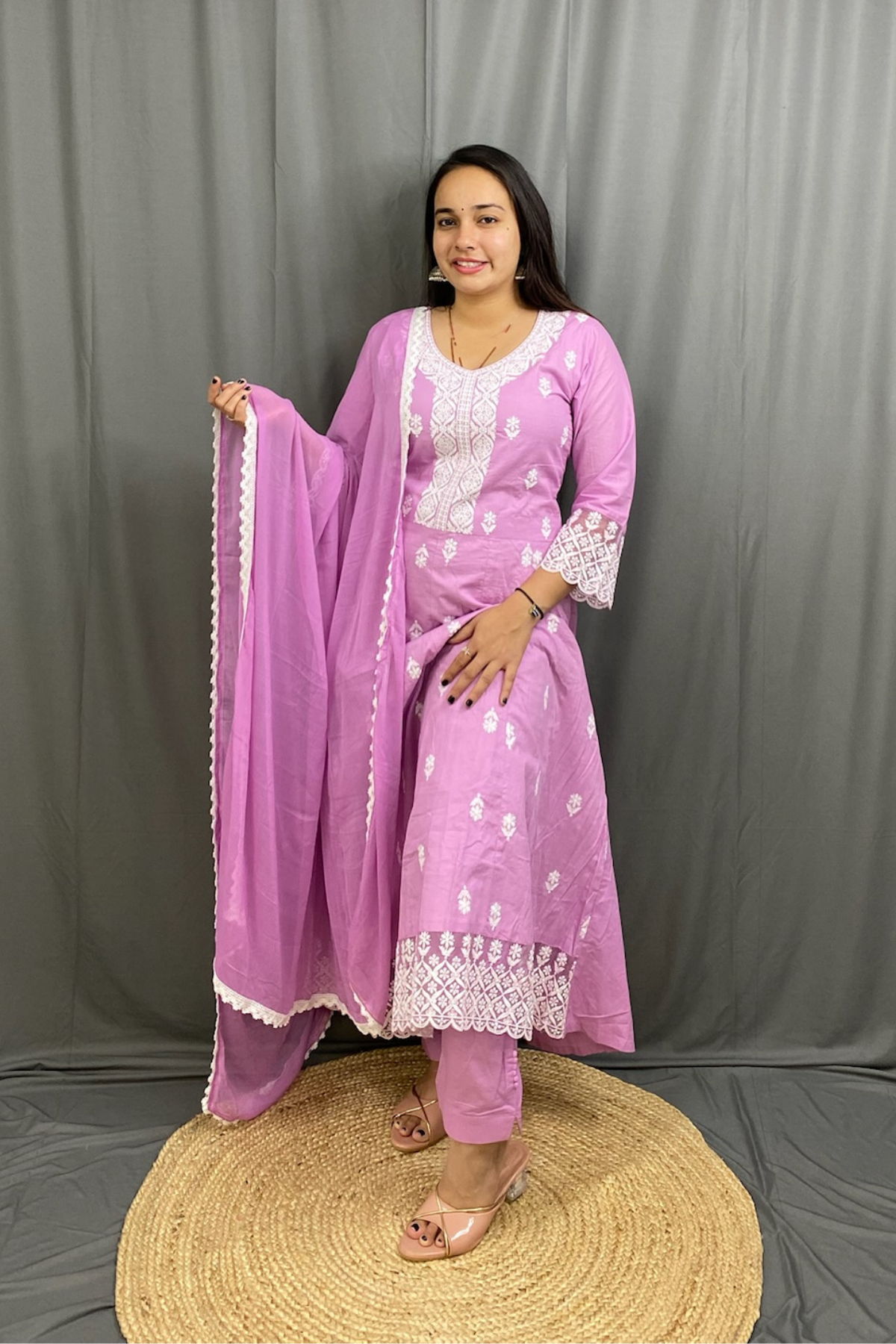 Elegant Embroidered Anarkali Suit with Lace Work – Wedding & Festive Wea