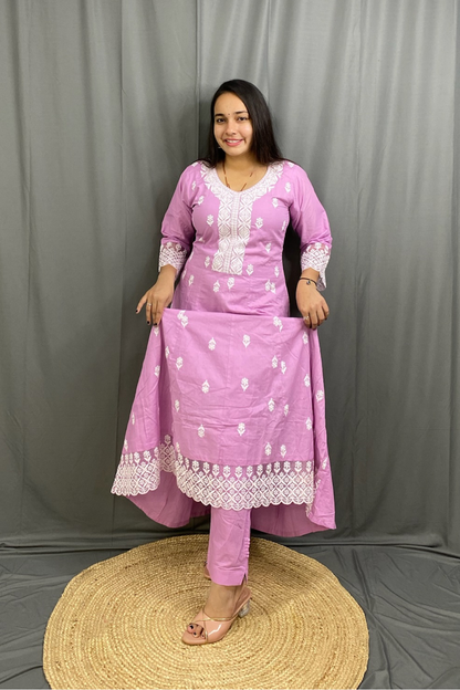Elegant Embroidered Anarkali Suit with Lace Work – Wedding & Festive Wea