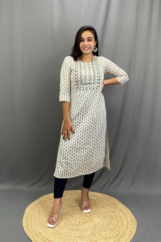 Cotton Kurti with Zari Lining & Delicate Zari Work, Daily Wear for All Occasions